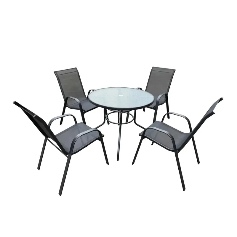JUEGO DE JARDIN REDONDO CON 4 SILLAS en Gris - Muebles para el exterior, Uruguay | Alfa Ventas