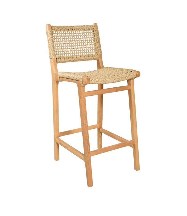 BANCO ALTO CATANIA TEKA Y CUERDA H65 CM NATURAL en Madera natural - Butacas, banquetas y puffs, Uruguay | Masinfinito Casa, vista 3