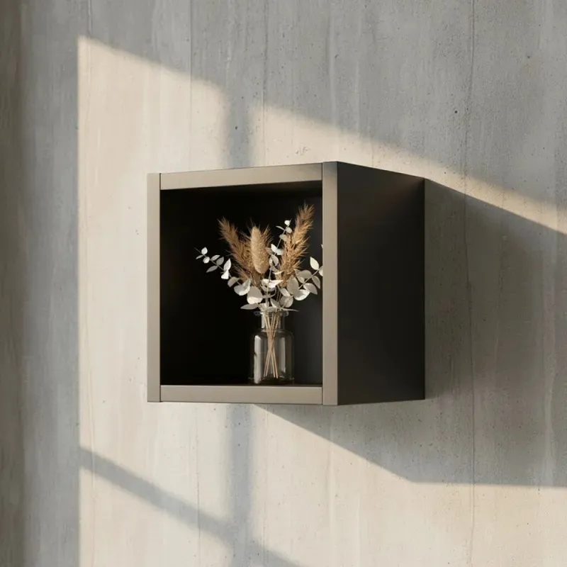 Cubo decorativo flotante para pared - Negro en Negro - Bibliotecas, Uruguay | Champagne Home