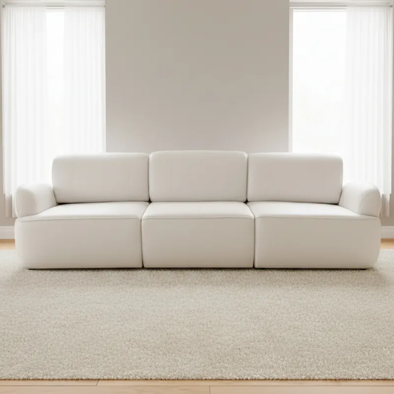 Sofa 4 Cuerpos Cuero-100-natural Natural-beige Iron Marfil en Blanco - Sillones y sofás, Uruguay | Divino