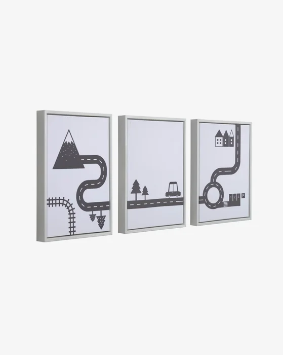 Set Nisi de 3 cuadros coches negro en Negro - Decoración de pared, Uruguay | Kavehome