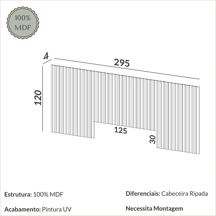 Respaldo 3 Metros con Listones de Madera 100% Mdf - Balton Hogar en Madera natural - Respaldos de cama, Uruguay | Balton