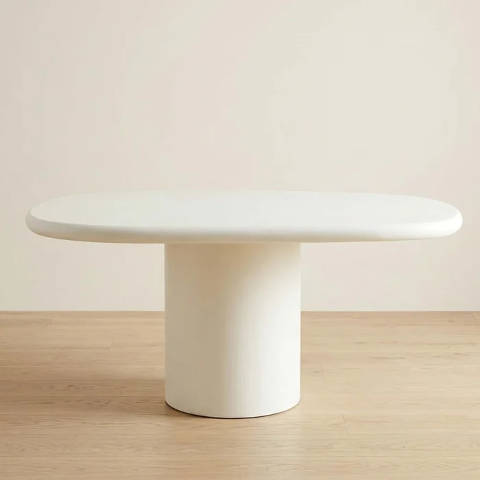 Mesa De Comedor Mdf-y-microcemento Lia en Blanco - Mesas de comedor, Uruguay | Divino