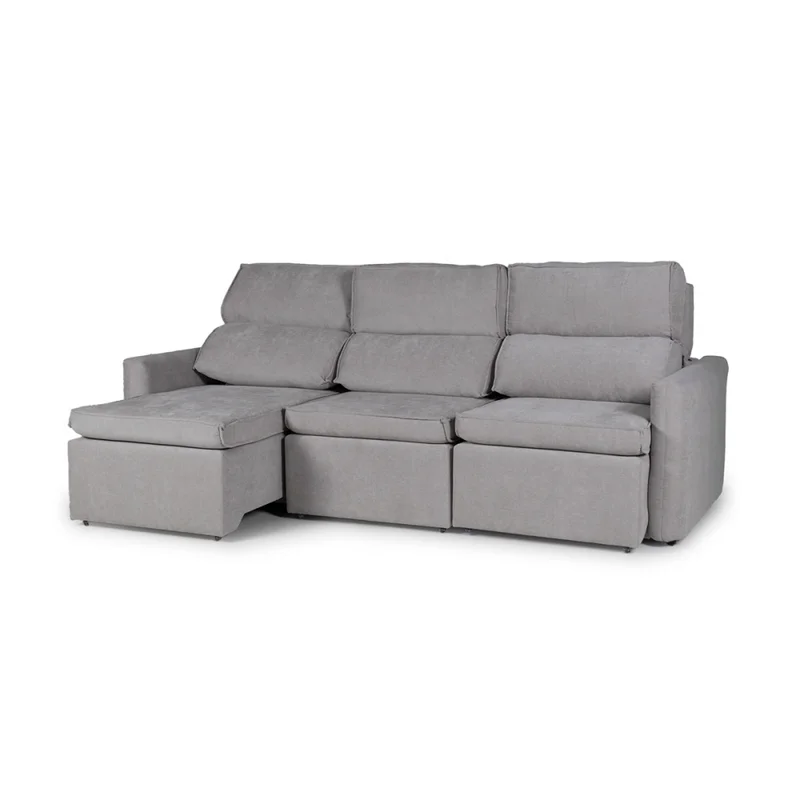 Sofá Santiago (Rebatible) - Tela Microfibra - 3 cuerpos - TC1009 (Plata) en Gris - Sillones y sofás, Uruguay | NYR, vista 3