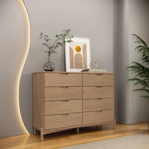 Cómoda Nest Madera 8 Cajones en Madera natural - Cómodas, Uruguay | Divino