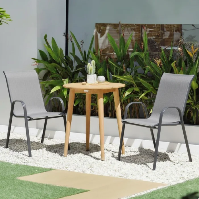 Sillas Textilina y acero mas Mesa de Eucaliptus - Nassau - Gris en Gris - Muebles para el exterior, Uruguay | Rústico Hogar, vista 2