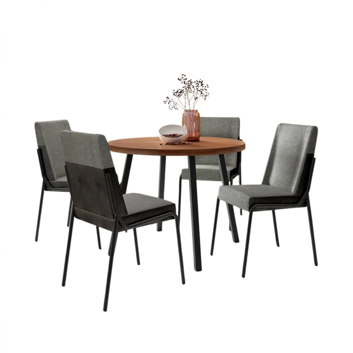 Juego de Comedor Stellar Hug Redonda 4 sillas Rose - Negro en Negro - Mesas de comedor, Uruguay | Rústico Hogar