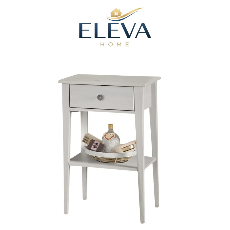 Mesa de luz Berna Madera Maciza - Blanco en Blanco - Mesas de luz, Uruguay | Nario Hogar