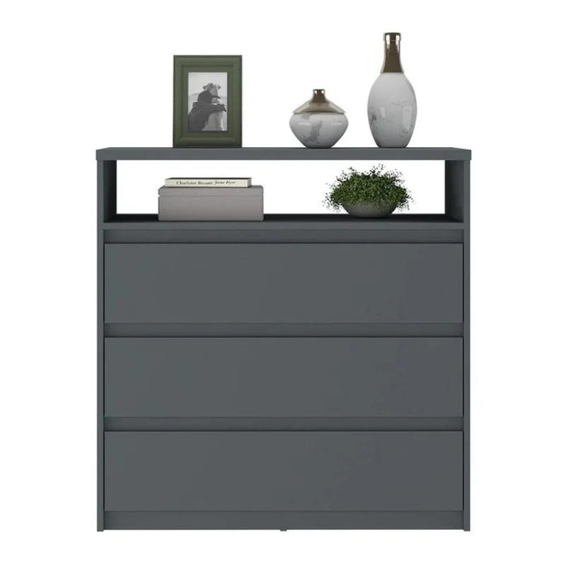 Cómoda 3 Cajones - Línea Clara - Gris en Gris - Cómodas, Uruguay | Ecowood, vista 3