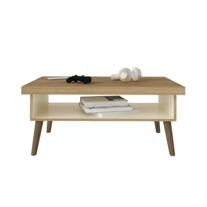 Mesa De Living Mesa Ratona Estilo Nordico Con Patas Madera Carvalho en Blanco - Mesas de arrimo, Uruguay | Muebles Express