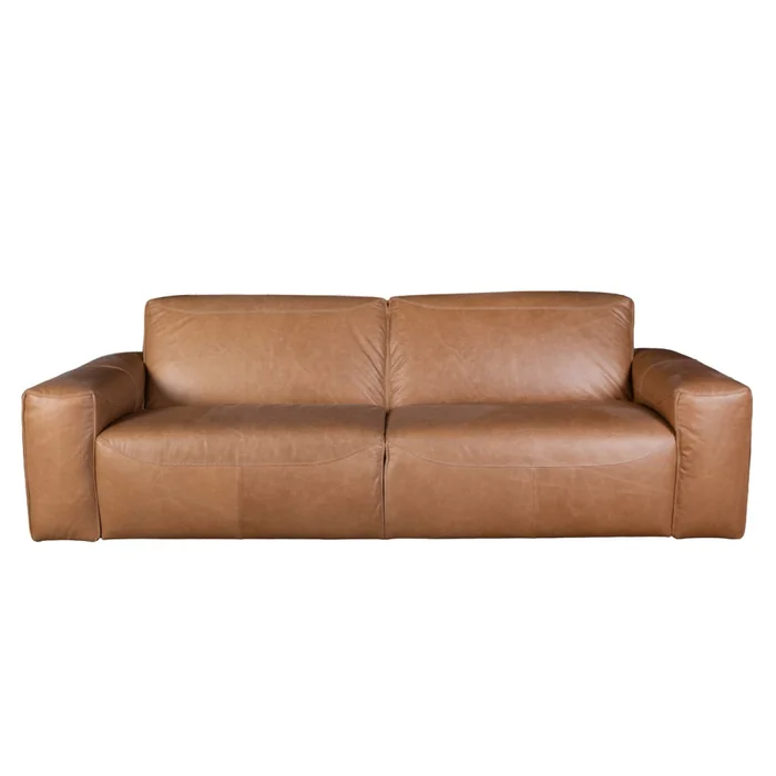 Sofa 3 Cuerpos Cuero-100-natural Marron Porto Camel en Beige - Sillones y sofás, Uruguay | Divino, vista 3