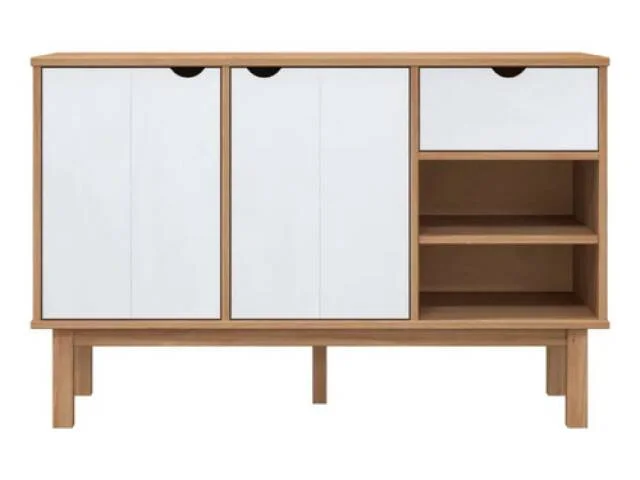 Aparador 2P/1C y nicho Mel/Gris Linea Nordica en Madera Maciza en Madera natural - Comedor, Uruguay | Que Sal Muebleria
