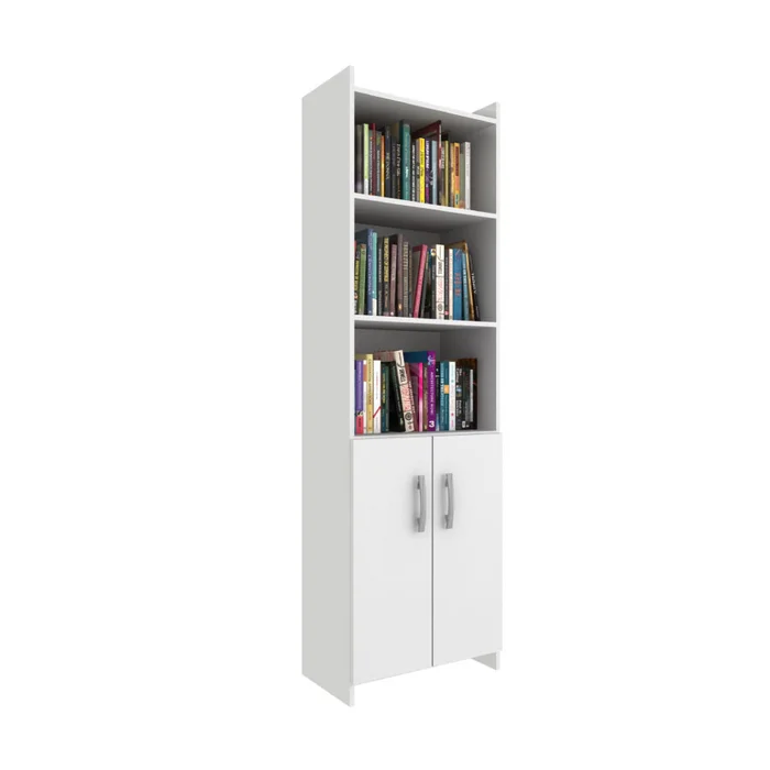 Biblioteca Estanterias 2 Puertas 3 Estantes Blanco 701 en Blanco - Bibliotecas, Uruguay | Soy Hogar