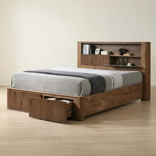 Cama C/cajones Queen Madera Marron Southport en Marrón - Dormitorio, Uruguay | Divino