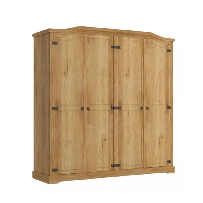 Ropero Curvo 4 Puertas Madera Maciza Línea Monterrey - Natural en Natural - Roperos y placares, Uruguay | Ecowood