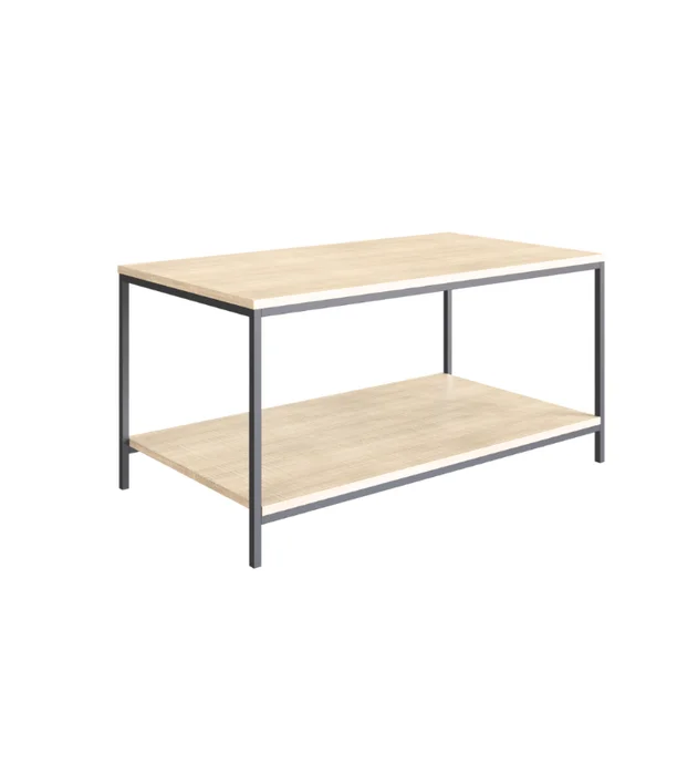 Mesa de Centro Ratona Rectangular Tapa Doble (Crudo y Hierro Negro) en Madera natural - Mesas de living, Uruguay | Berna home
