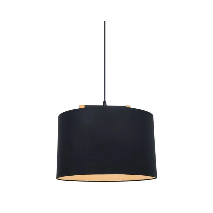 Colgante pantalla de tela negra y detalles en madera 40cm en Negro - Lámparas colgantes, Uruguay | Iluminica, vista 2