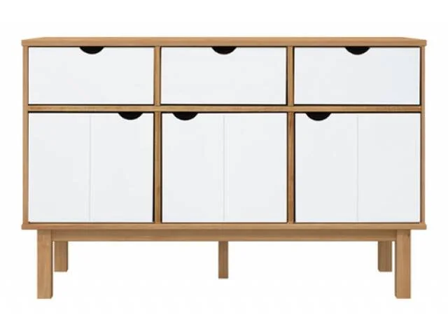 Aparador 3P y 3C Mel/Gris Linea Nordica en Madera Maciza en Madera natural - Comedor, Uruguay | Que Sal Muebleria