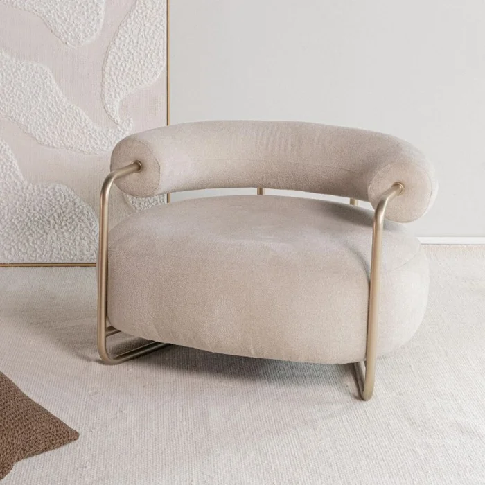 Butaca Bola - Bouclee Creme / Oro en Beige - Butacas, banquetas y puffs, Uruguay | Fábrica Italiana, vista 3