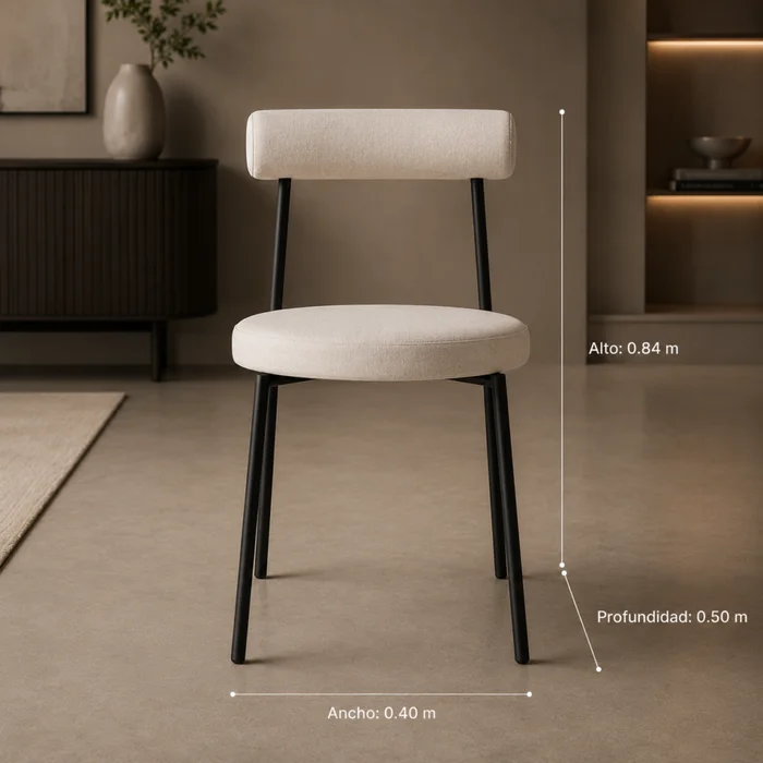Silla Roll en Lino Chumbo - T1940 /Acero inox. Negro - Sillas, Uruguay | Casa Brava, vista 4