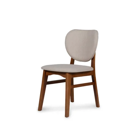 Silla Cleo - Nogal - Respaldo tapizado - Tela Rústica - Natural 93 en Beige - Butacas, banquetas y puffs, Uruguay | Nyr