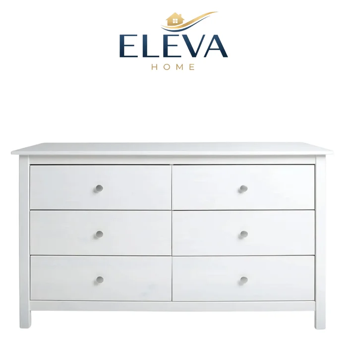 Cómoda 6 cajones Linea Berna - Blanco en Blanco - Cómodas, Uruguay | Nario Hogar