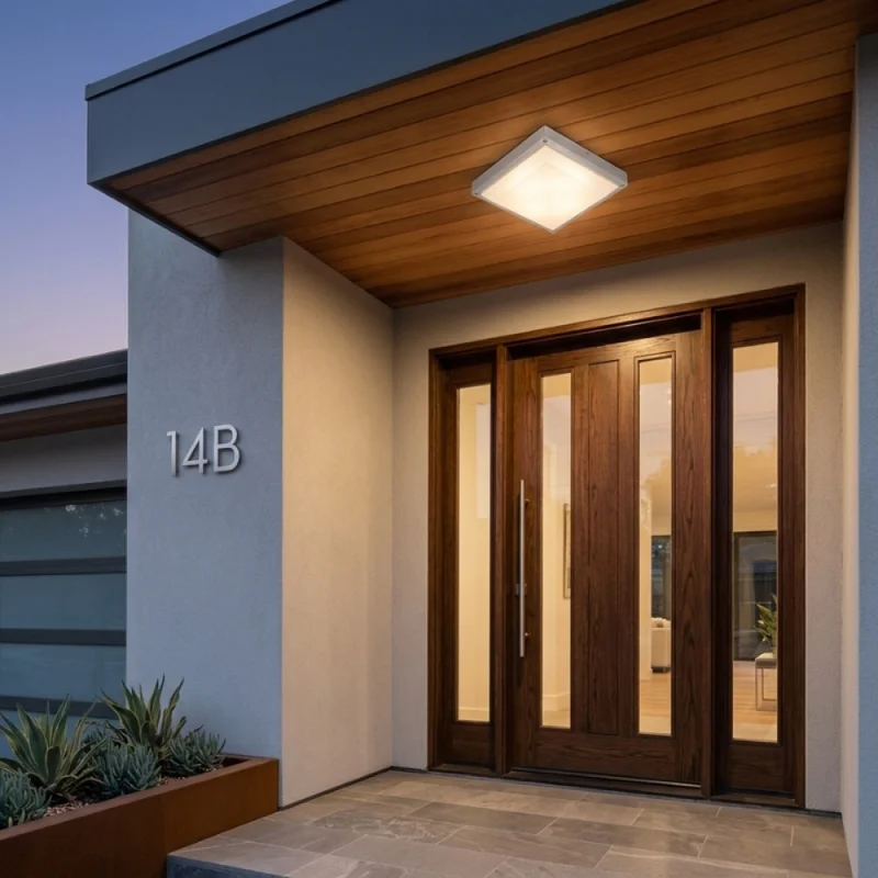 Plafón de Exterior Cuadrado Pro E27 en Gris - Lámparas colgantes, Uruguay | Serlux, vista 3