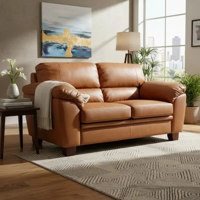 SOFA 2 CUERPOS MODELO ALIAS - 100 % CUERO - COLOR MARRON CLARO en Marrón - Sillones y sofás, Uruguay | Champagne Home, vista 2