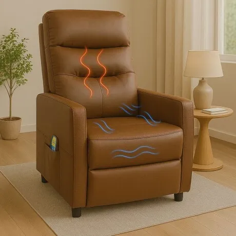 Sillon reclinable 1 cuerpo con masajeador y calefaccion - Marrón en Marrón - Sillones y sofás, Uruguay | La Cueva Muebles