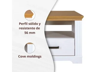 Rack TV hasta 65" madera maciza en Blanco - Sillones y sofás, Uruguay | Que Sal Muebleria, vista 3
