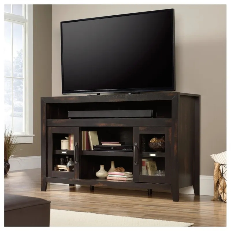 Rack 2 Puertas y Estantes - Sauder - Linea Dakota Pass en Marrón - Muebles para TV, Uruguay | Rústico Hogar
