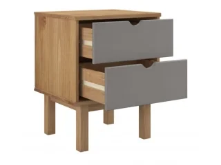 Mesa de Luz 2 C Mel/Gris Linea Nordica en Madera Maciza en Gris - Mesas de luz, Uruguay | Que Sal Muebleria, vista 2