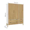 Ropero Armario de 3 Puertas, Perchero y 4 Cajones en MDP - Madera - Línea Melilla - Blanco en Blanco - Roperos y placares, Uruguay | Mulata, vista 5 de 9