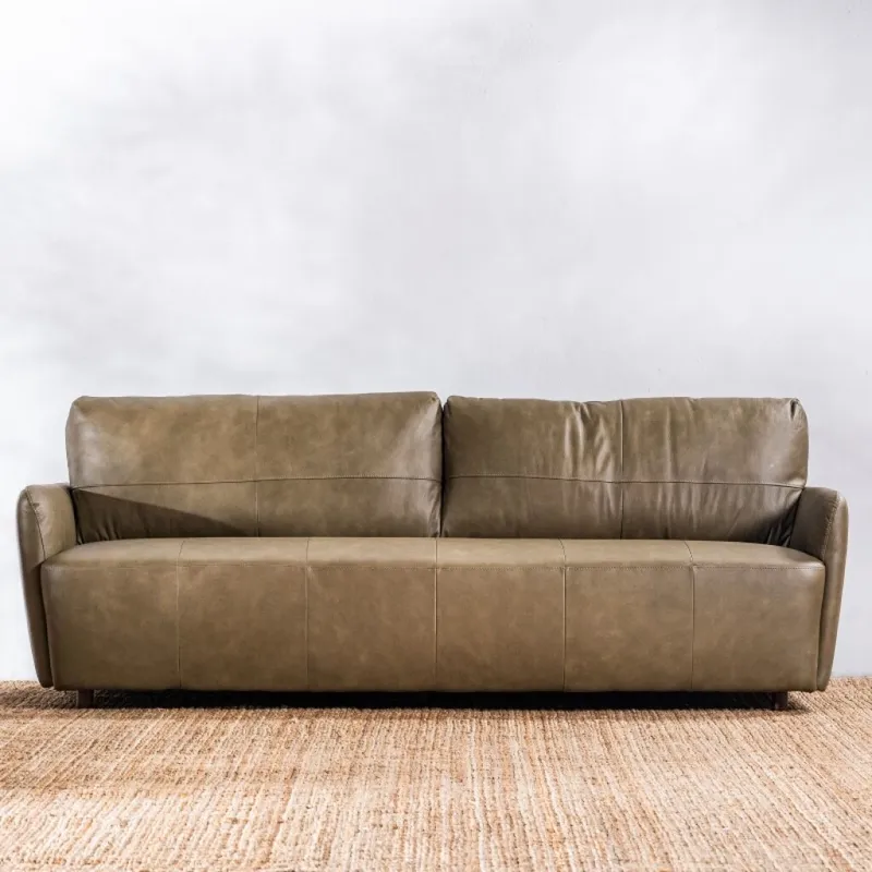 Sillón Cuero Teruel 3 Cuerpos Silvestre en Verde oliva - Sillones y sofás, Uruguay | Aihaus