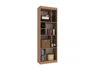 Biblioteca con reparticiones 60x181x30 NOGAL en Avena/Blanco - Living, Uruguay | Que Sal Muebleria, vista 3