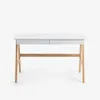 Escritorio Dyana melamina acabado blanco y patas de madera maciza de roble 120 x 60 cm en Multicolor - Escritorios y sillas de escritorio, Uruguay | Kavehome, vista 5 de 6