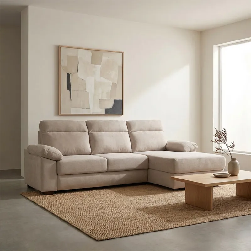 Rinconera Owen - Tela Microfibra - Chaise derecho - 12072 (Beige) en Beige - Sillones y sofás, Uruguay | NYR