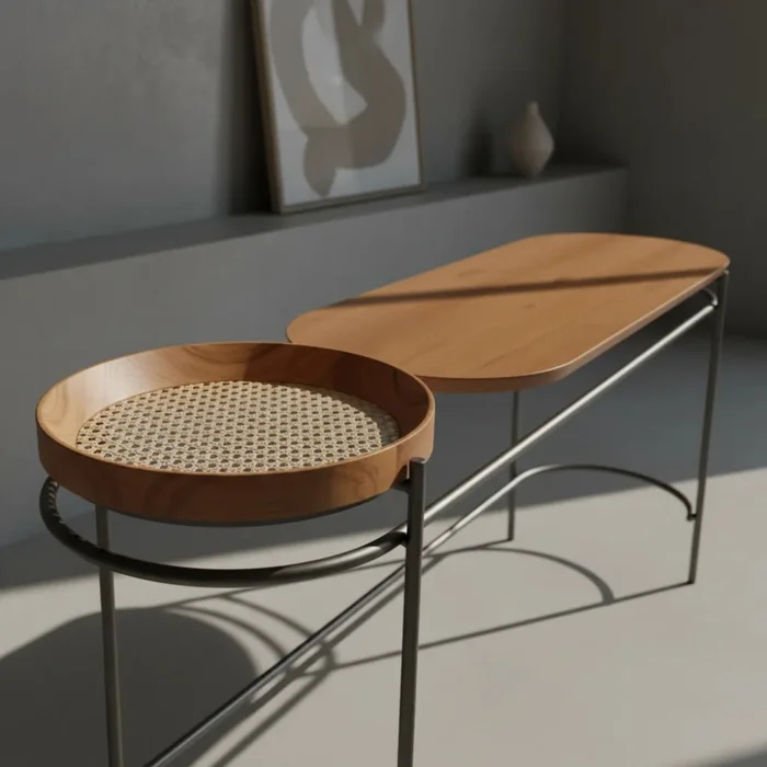 APARADOR - TECA Y METAL - RATTAN NATURAL Y VIDRIO en Madera natural - Aparadores y recibidores, Uruguay | Champagne Home, vista 3
