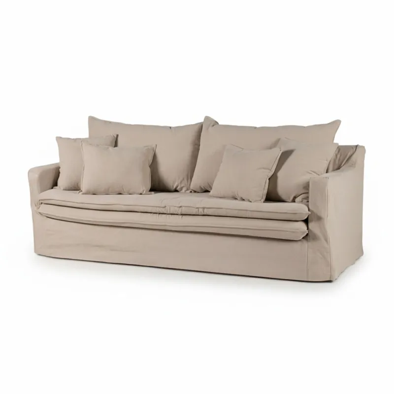 Sofá Gin con Funda - Tela Rústica - 3 cuerpos - TD5263-1636 (Capuccino) en Beige - Sillones y sofás, Uruguay | NYR