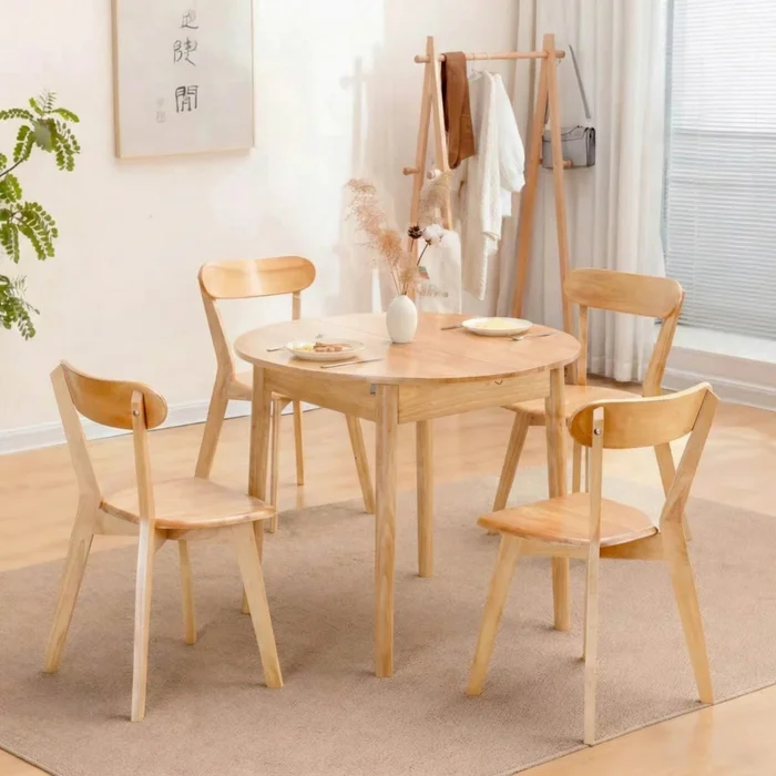 Mesa de comedor Extensible - Madera maciza 100 a 130 cm - Línea Serena en Madera natural - Mesas de comedor, Uruguay | Ecowood, vista 5