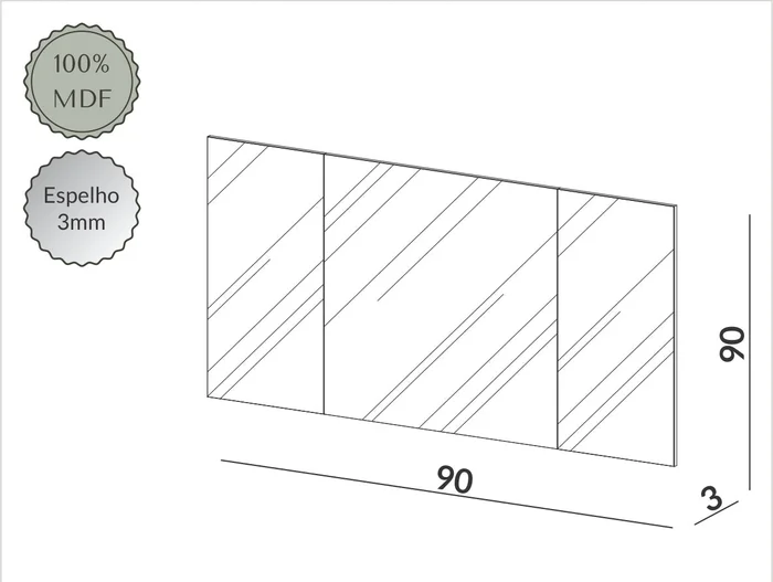 Espejo Rectangular Paris 90cm Estructura MDF - Espejos, Uruguay | Balton, vista 3