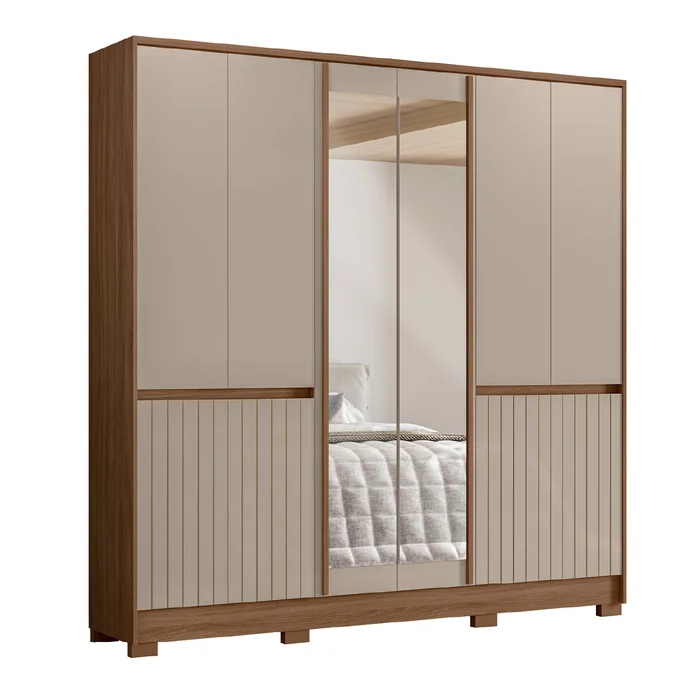 Ropero Placard Dormitorio 10 Puertas 4 Cajones Con Espejo en Multicolor - Roperos y placares, Uruguay | Muebles Express