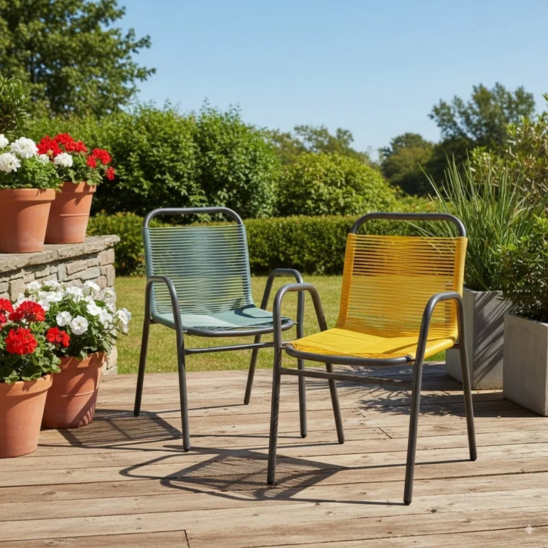Silla de Jardín Simil Rattan - Negro en Gris - Muebles para el exterior, Uruguay | Rústico Hogar, vista 4
