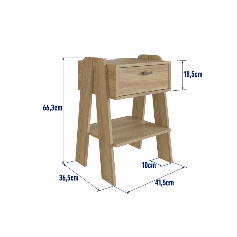 Mesa de Luz con Enchufe – Marrón en Madera natural - Mesas de luz, Uruguay | RM Muebles y Deco, vista 5