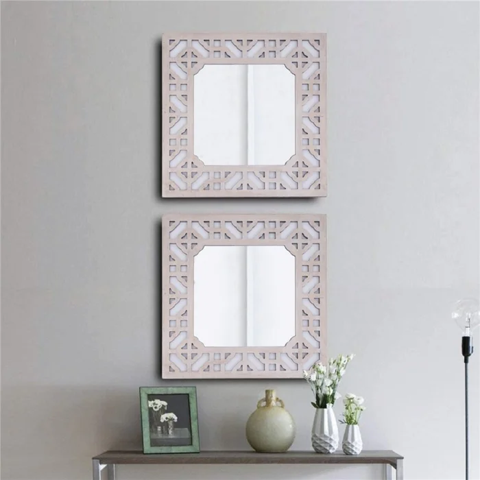 ESPEJO DIFERENTES FORMAS 40x40CM MADERA en Beige - Espejos, Uruguay | Decohogar, vista 3