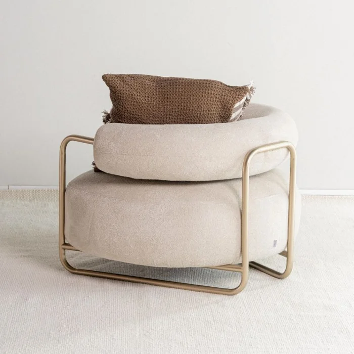 Butaca Bola - Bouclee Creme / Oro en Beige - Butacas, banquetas y puffs, Uruguay | Fábrica Italiana, vista 2