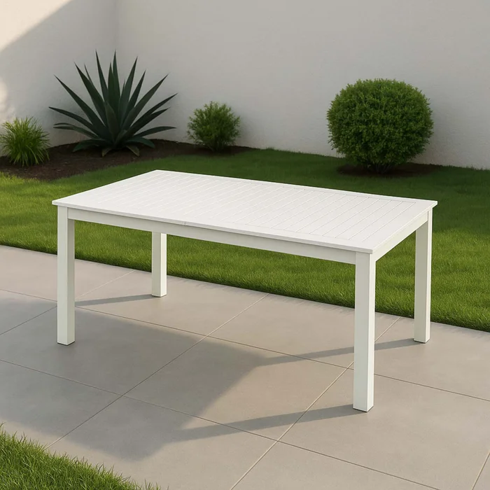 Mesa Exten. 150/210 Aluminio Blanco Portofino en Blanco - Muebles para el exterior, Uruguay | Divino