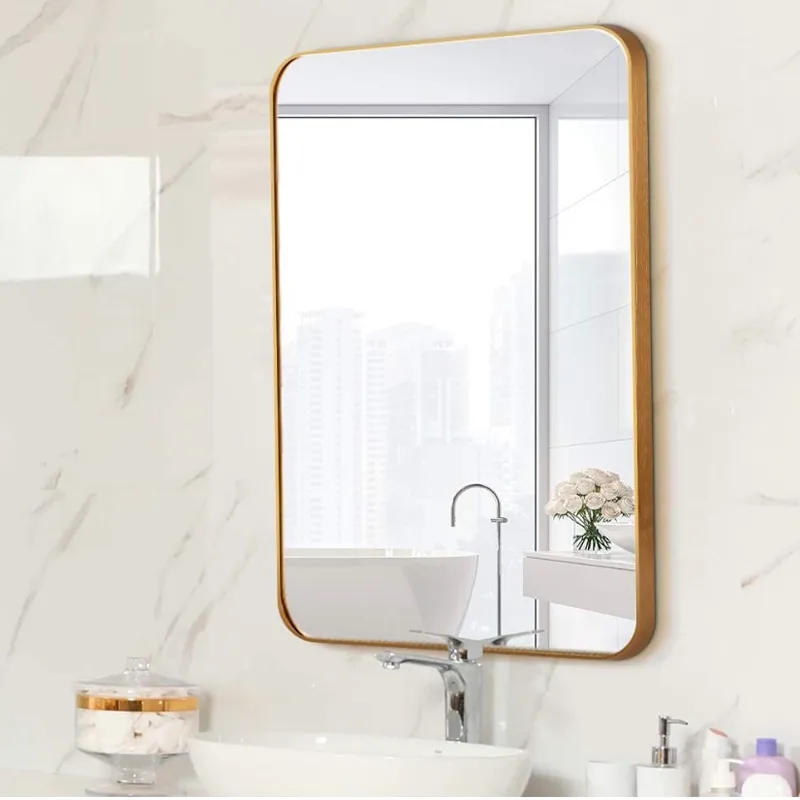 Espejo rectangular aluminio dorado 60x80cm en Dorado - Espejos, Uruguay | Alta Gracia Deco