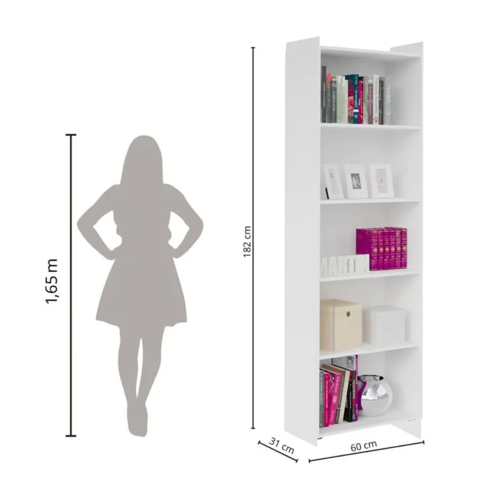 Biblioteca 5 estantes - Blanco en Blanco - Bibliotecas, Uruguay | La Cueva Muebles, vista 5