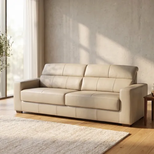Sillón 100% Cuero - 3 Cuerpos - Sublime - Arena en Blanco - Sillones y sofás, Uruguay | Rústico Hogar